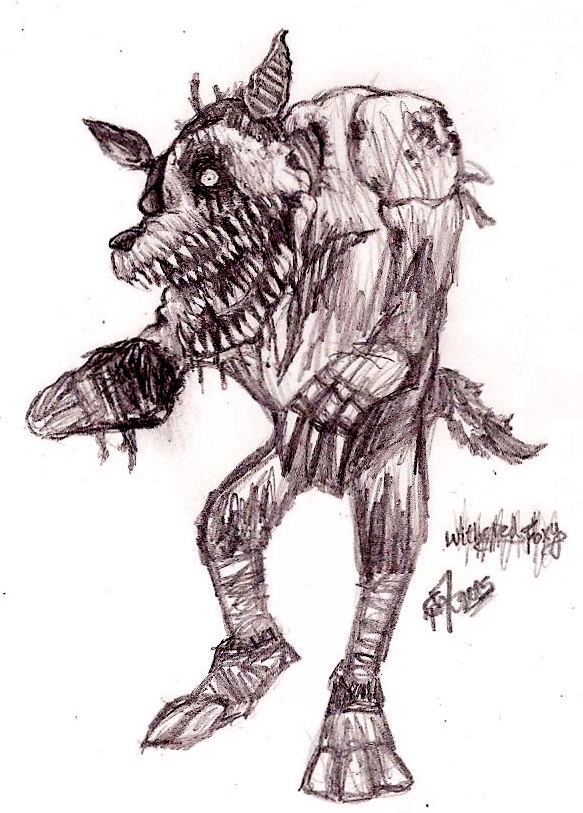 Phantom Foxy drawing, re-done from one I drew a few years ago :  r/fivenightsatfreddys