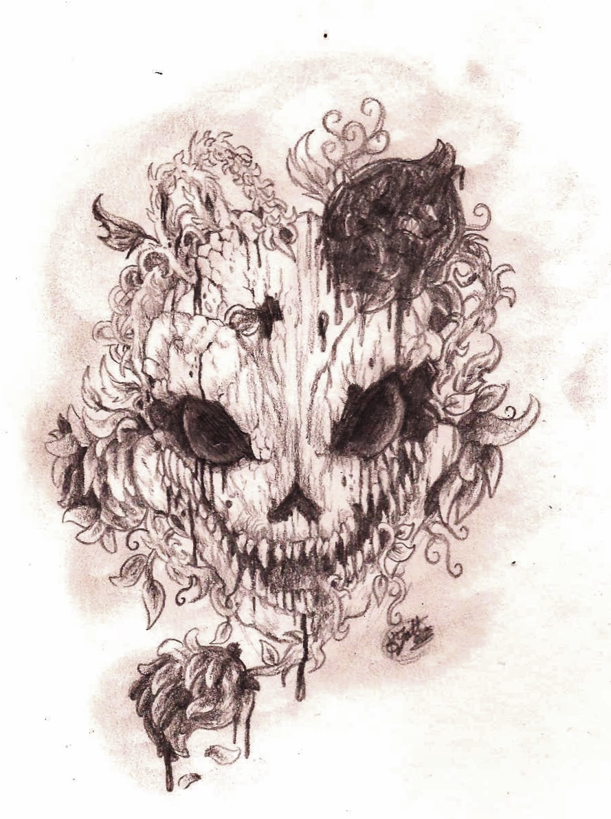 .: -Skull with roses and thorns- :.