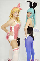 Lingerie Lunch and Bunny Bulma Cosplays