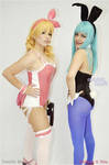 Lingerie Lunch and Bunny Bulma Cosplays