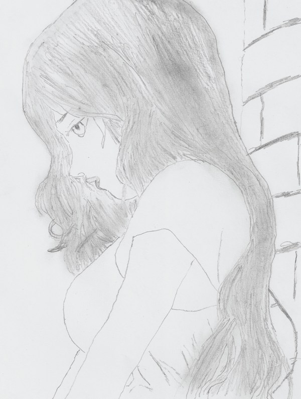 traced: sad girl