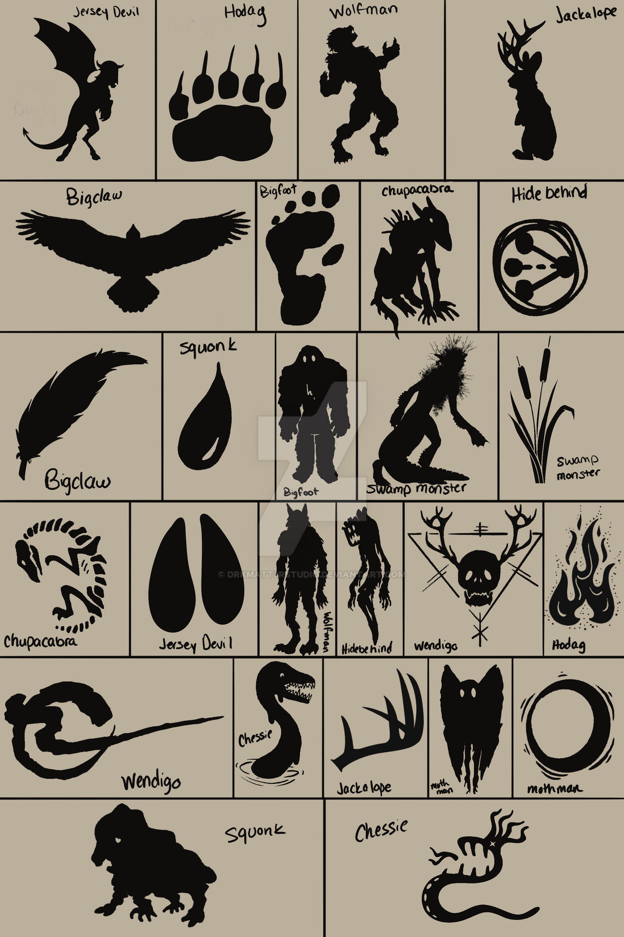 COMMISSION | Cryptid Hunt | Cryptid Symbols by drkmatt3rstudio on ...