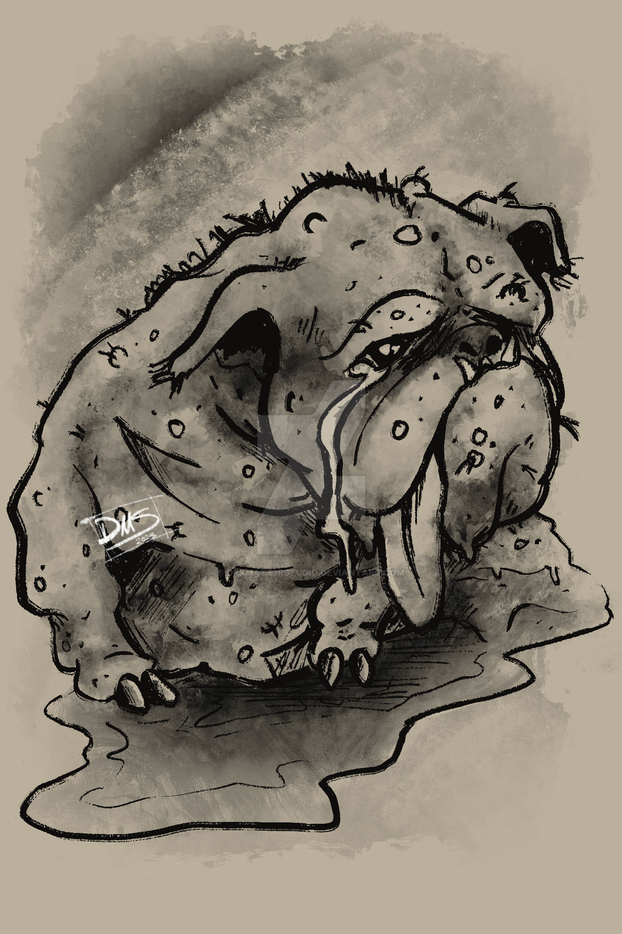 COMMISSION Cryptid Hunt Squonk in a Puddle by drkmatt3rstudio on
