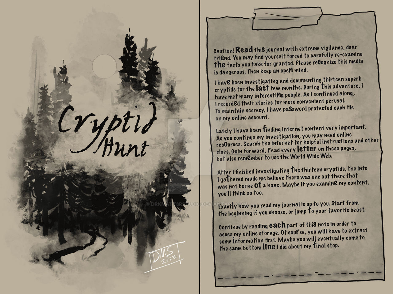COMMISSION | Cryptid Hunt | Title Page by drkmatt3rstudio on DeviantArt