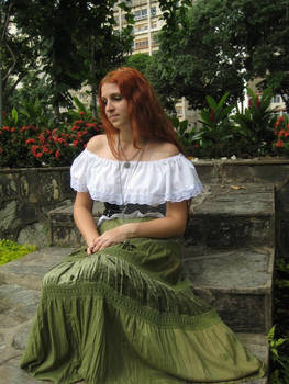 Stock Medieval girl sitting