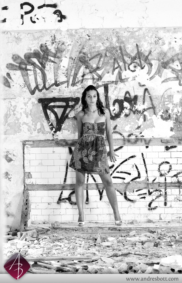 sara on wall 5 BW