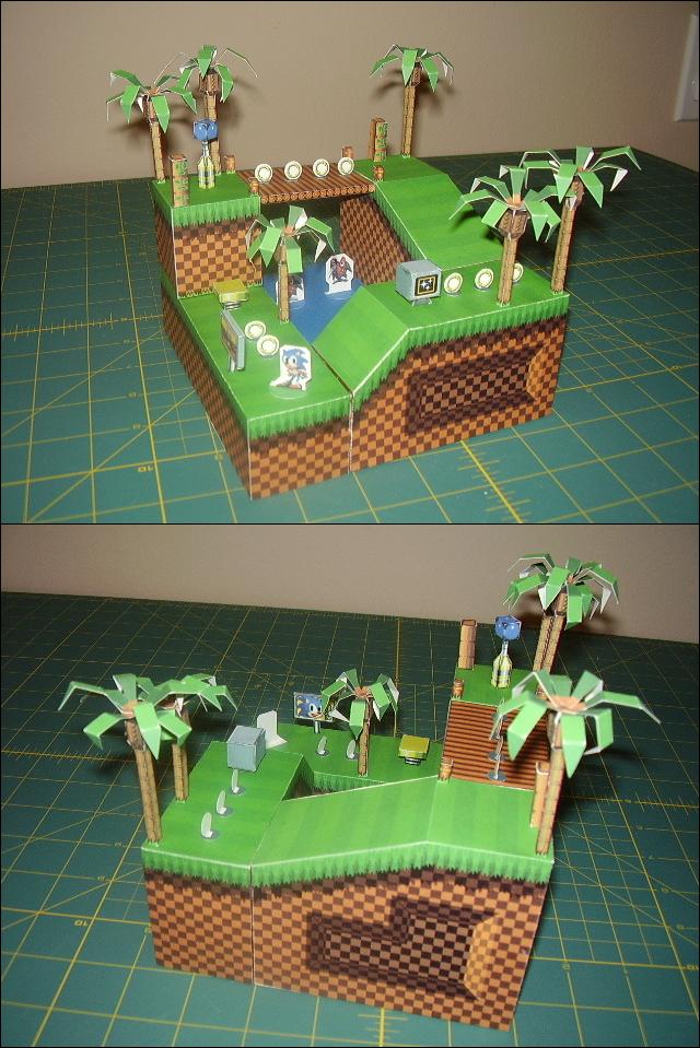 papercraft sonic green hill zone