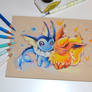 Flareon and Vaporeon in Love
