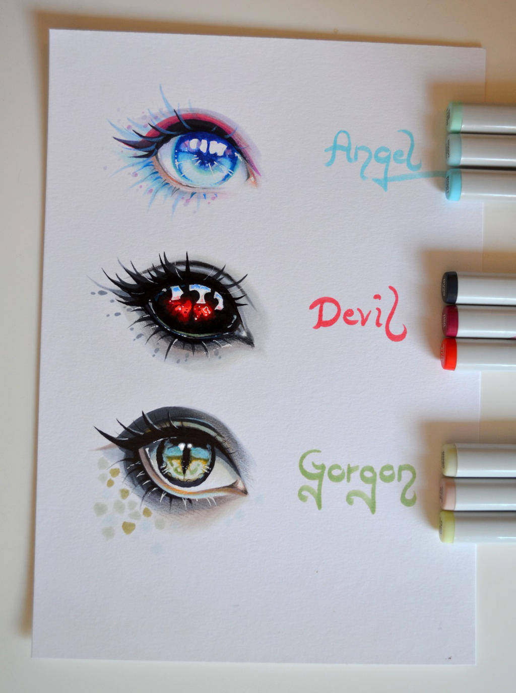 Eyes angel with devil