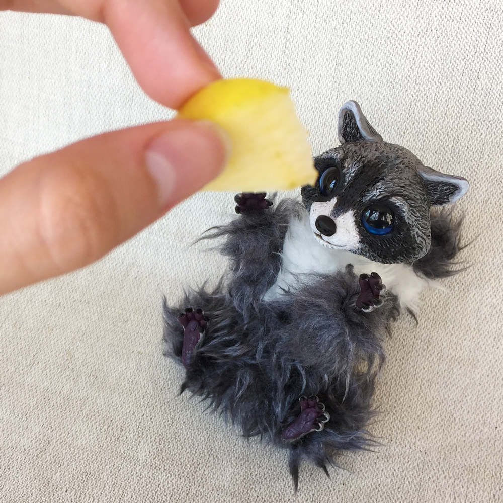 Tiny Raccoon Art Doll
