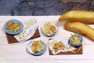 1:12th scale miniature fish n chips