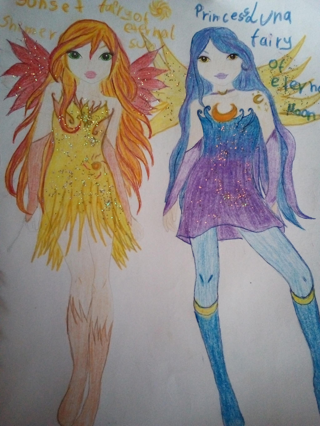 Sunset shimmer and princess Luna as fairies