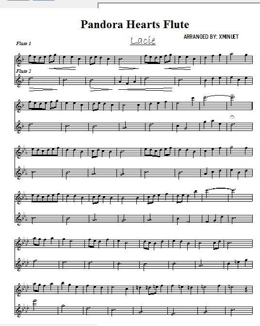 wallpapers Pandora Hearts Lacie Melody Piano Sheet sheet music lacie flute by xminuet on