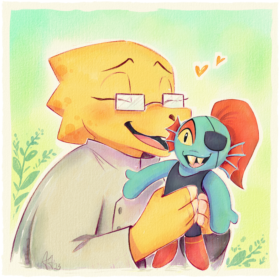 Alphys and her lovely plushie by AllesiaTheHedge on DeviantArt