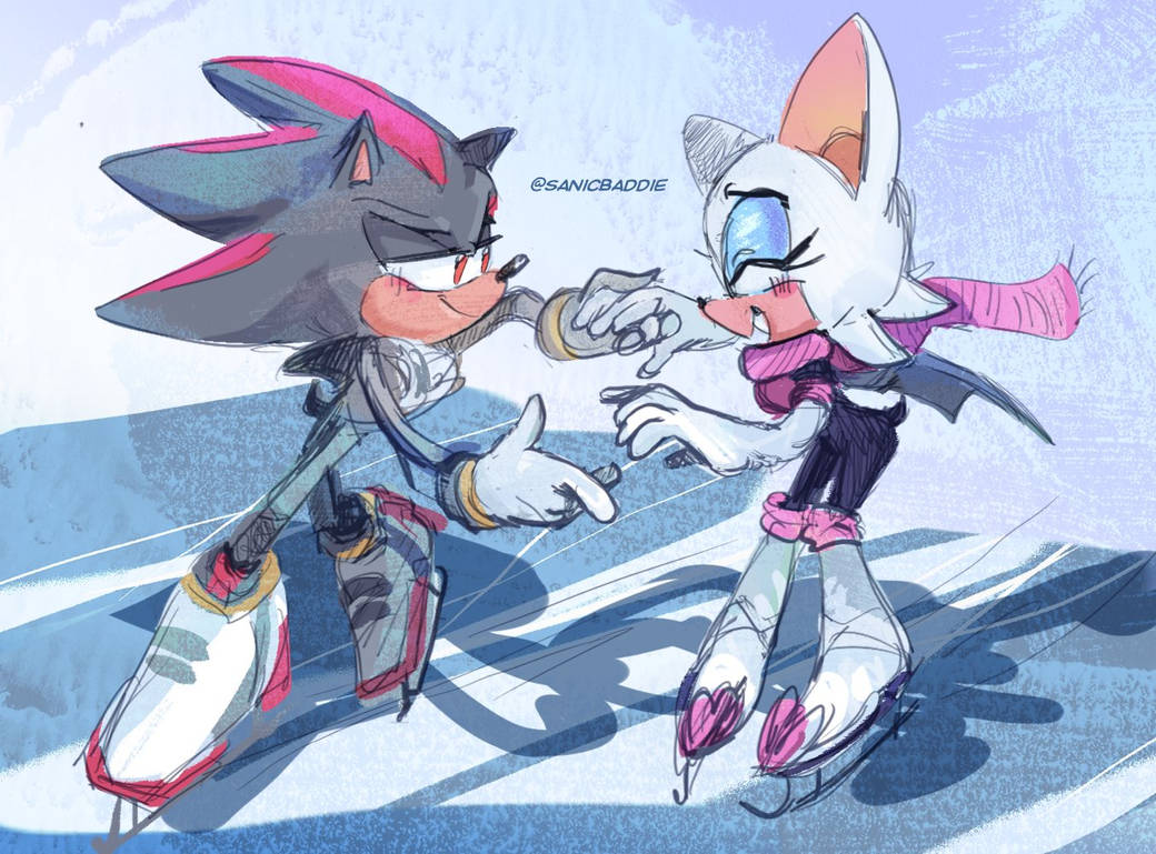 Shadow and Rouge on the ice by SuperTeaPott on DeviantArt