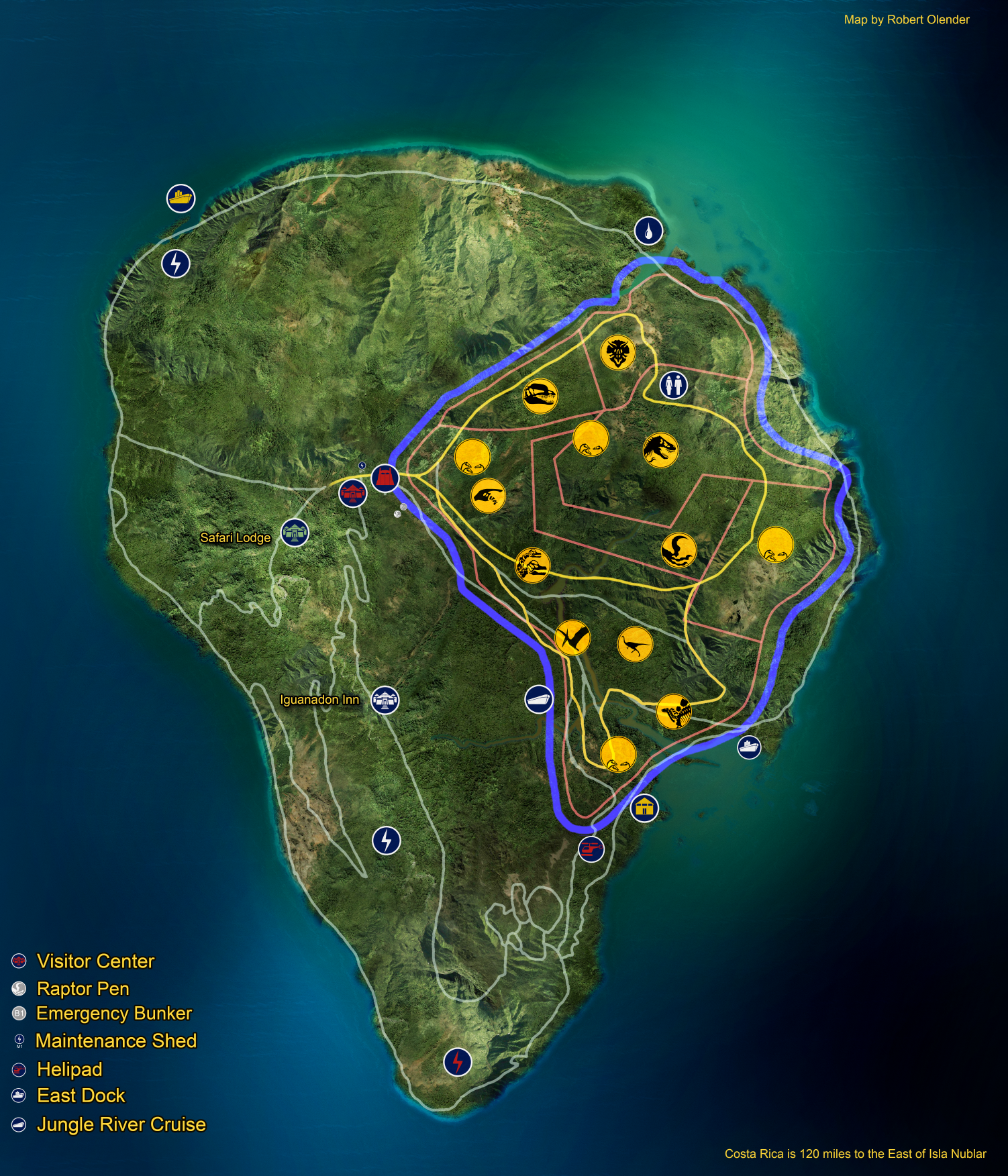 Fan made Isla Nublar map