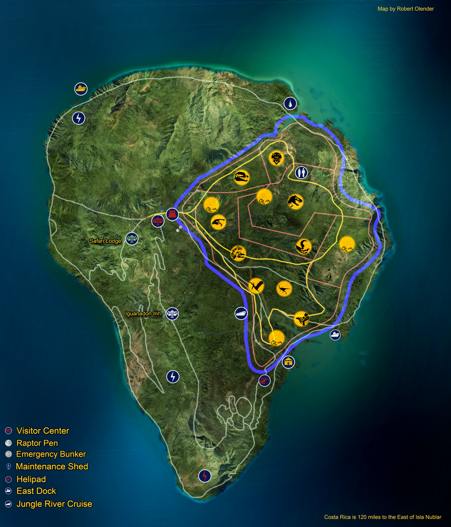 Isla Nublar Satellite Map : r/JurassicPark