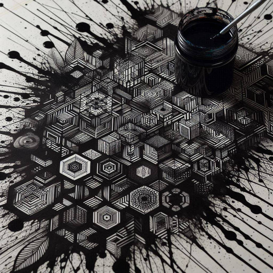 Black ink geometric pattern by Naturaldeerskull on DeviantArt