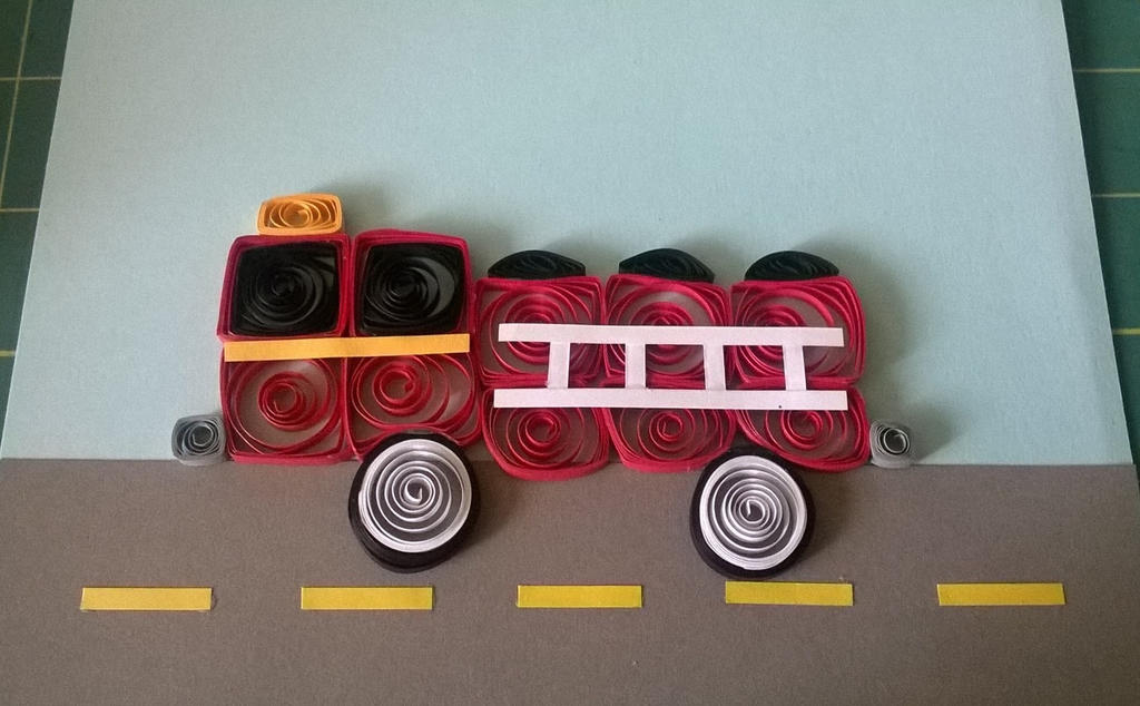 Quilled fire truck