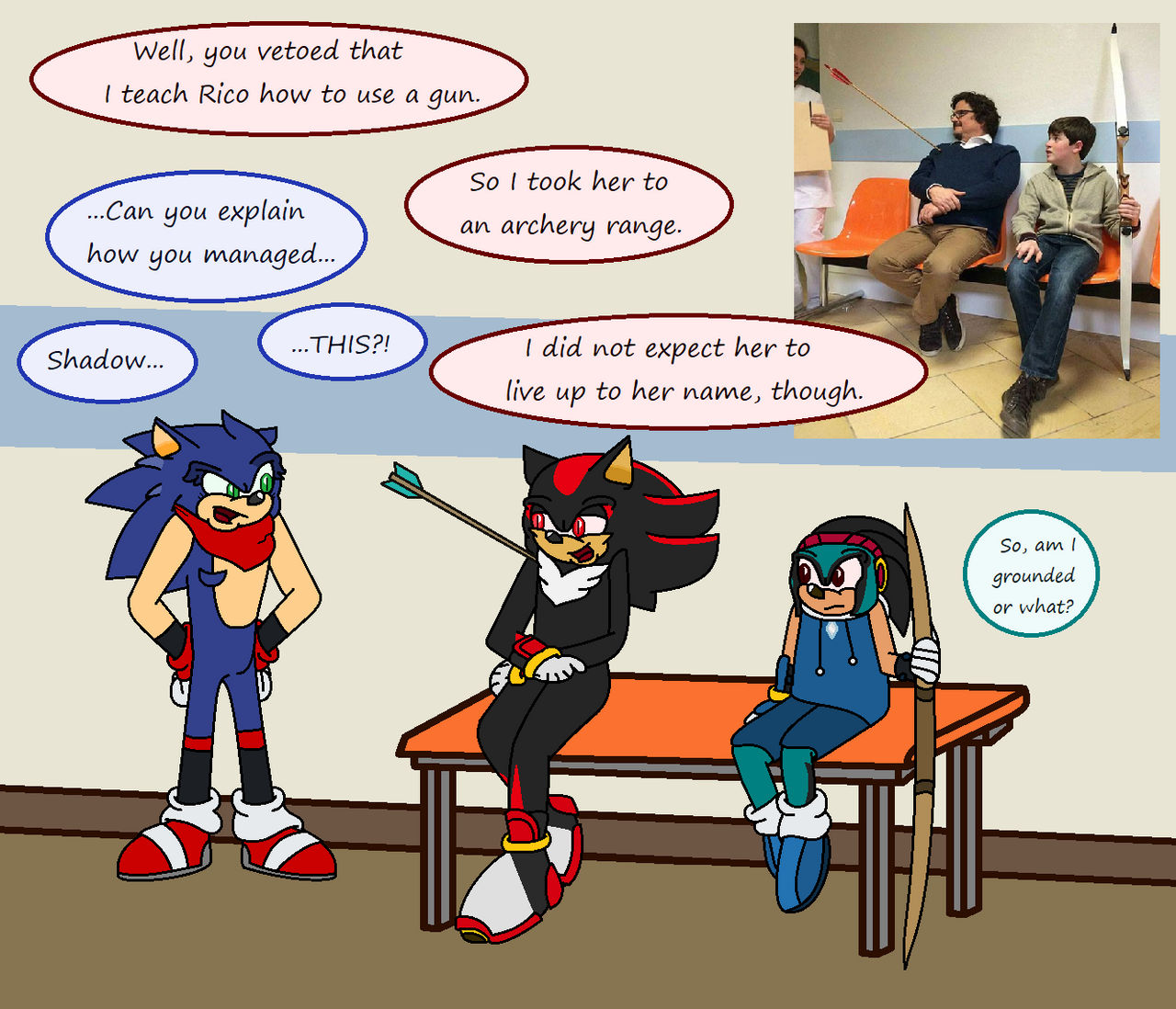 MS Paint drawing of a meme, with text bubbles, the original pic in the top right corner