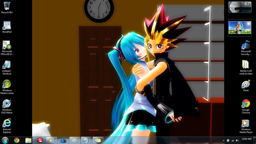 My desktop background- Yami and Miku, She is mine