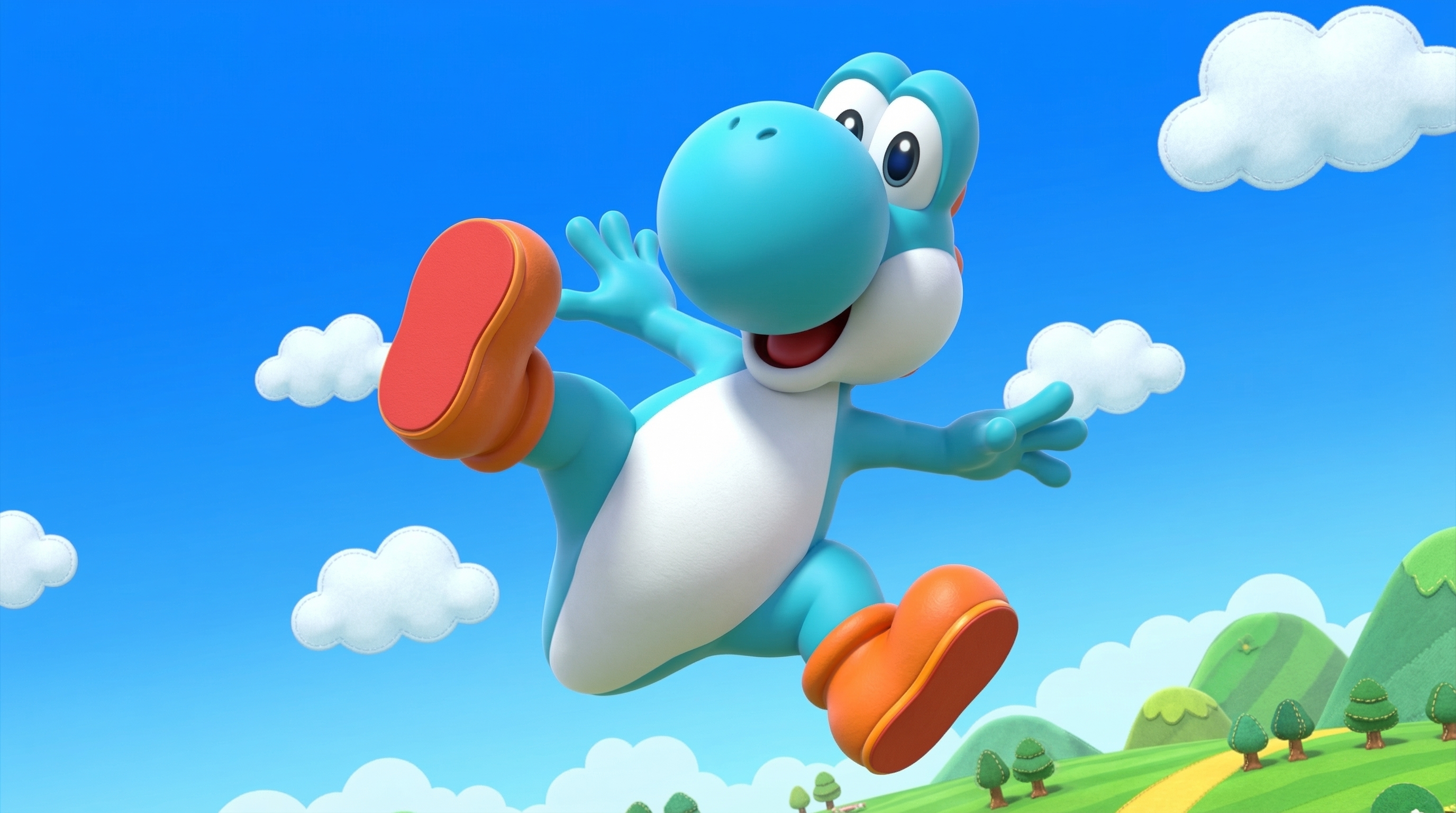 Nintendo: Light Blue Yoshi 3D Render- Joyful Yoshi