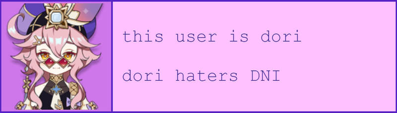 this user is dori - dori haters DNI