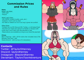 Commission Prices and Rules by TaylorsToonAdventure