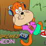 Scorched Neon Jimmy listening to walkman