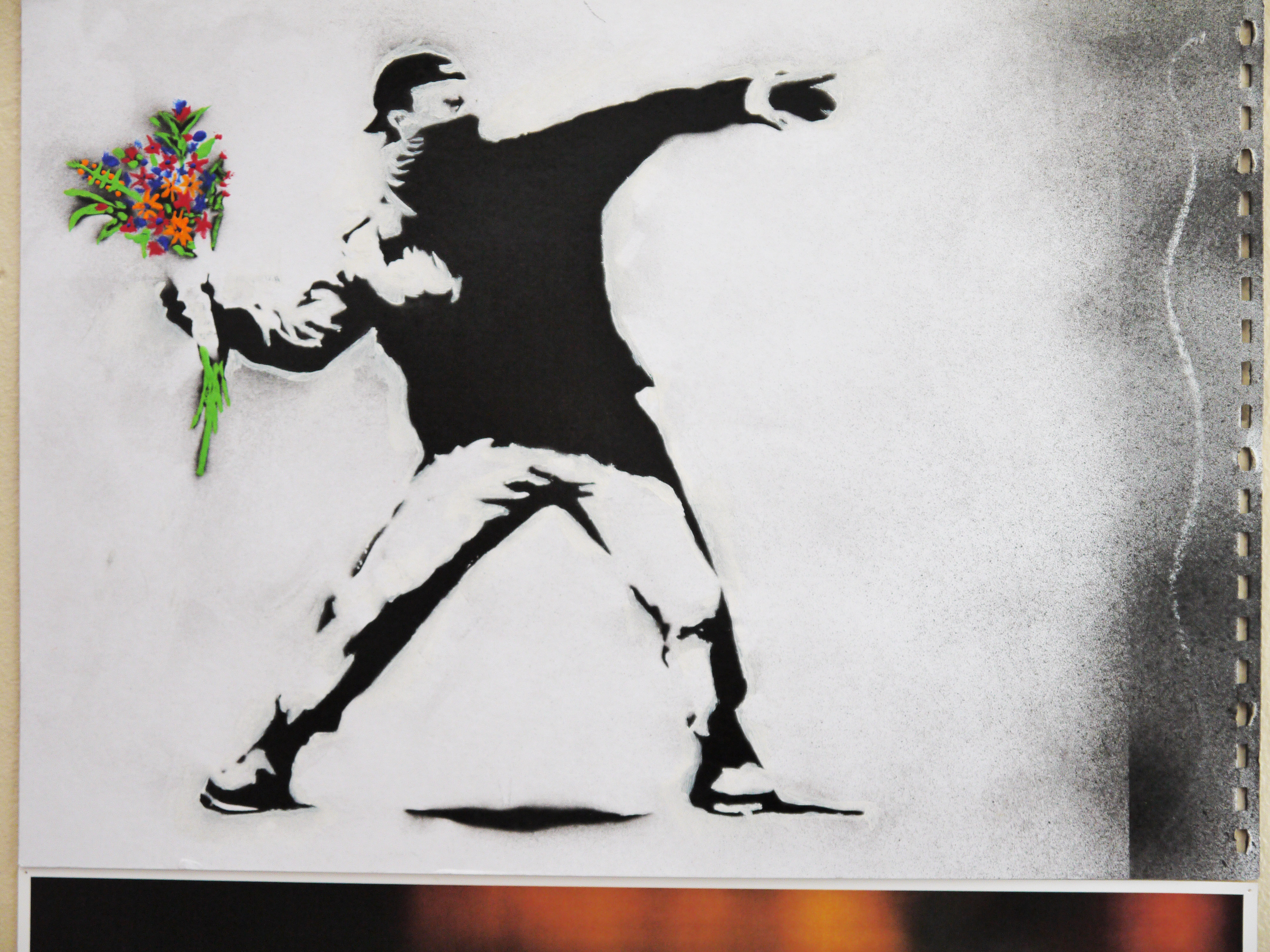 Banksy's Flower Chucker Painting