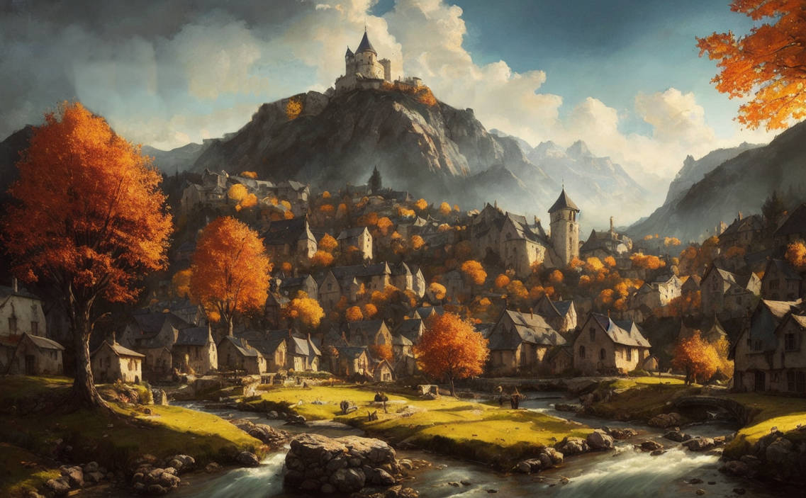 Autumn forest and Medieval village by FilFantAIsies on DeviantArt