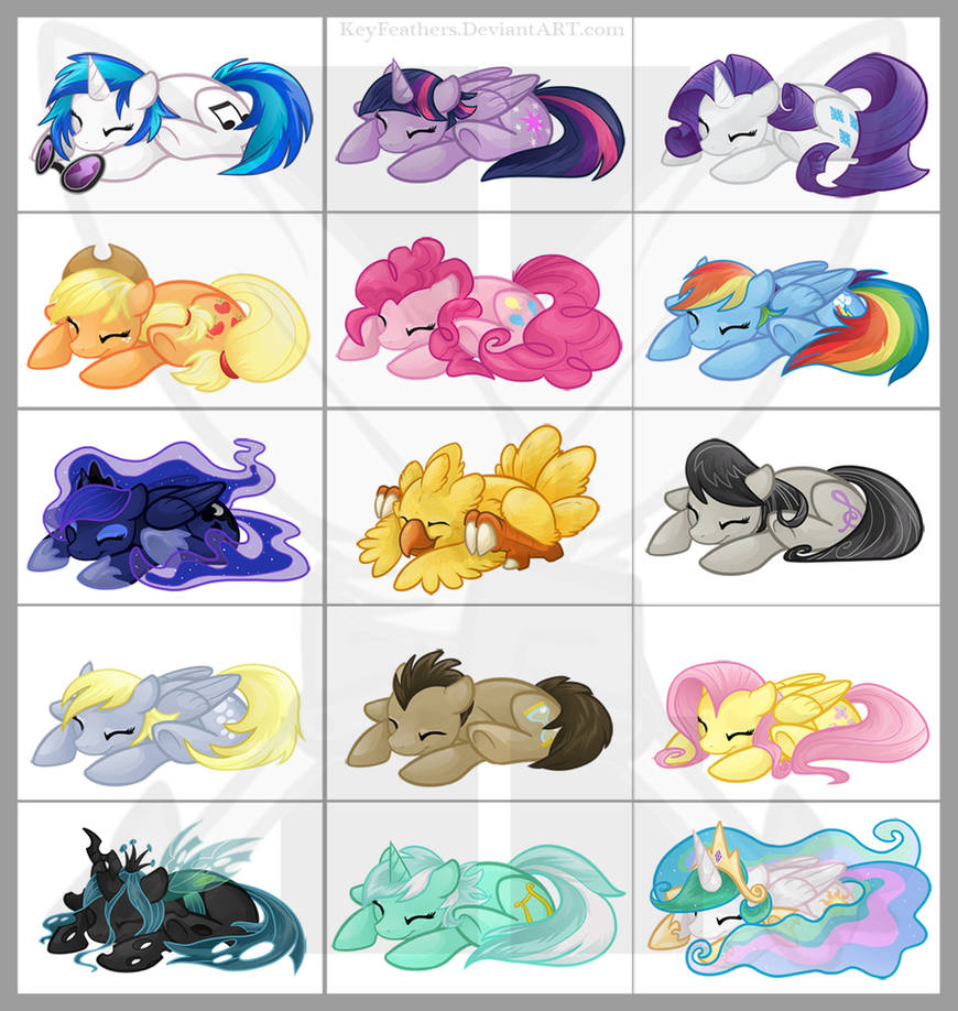 Sleepy Ponies and a Chocobo by Key-FeathersMLP