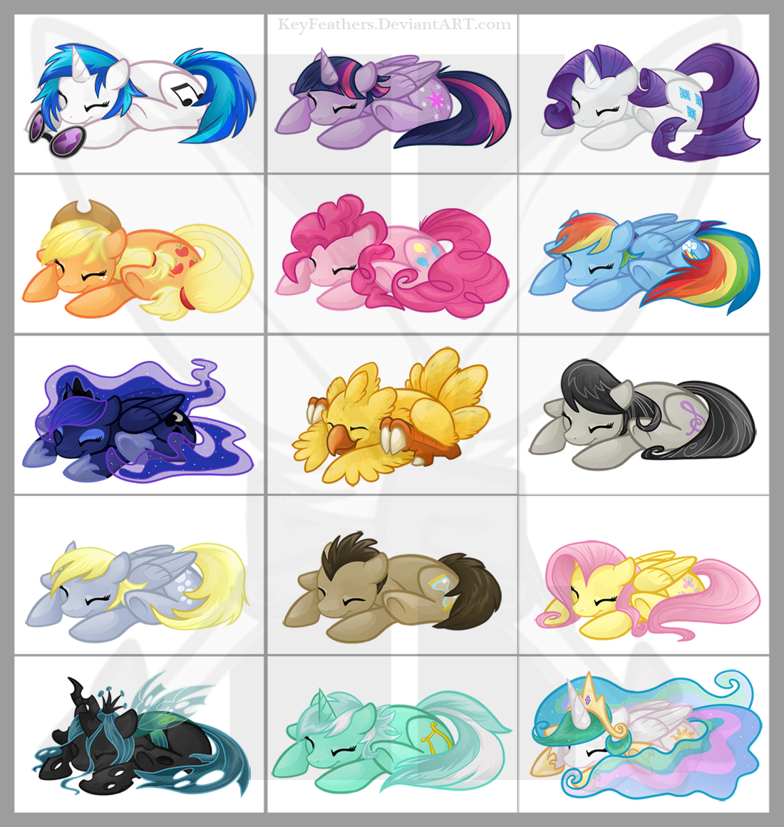 Sleepy Ponies and a Chocobo by Key-FeathersMLP