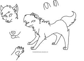 Wolf Reference Sheet lineart