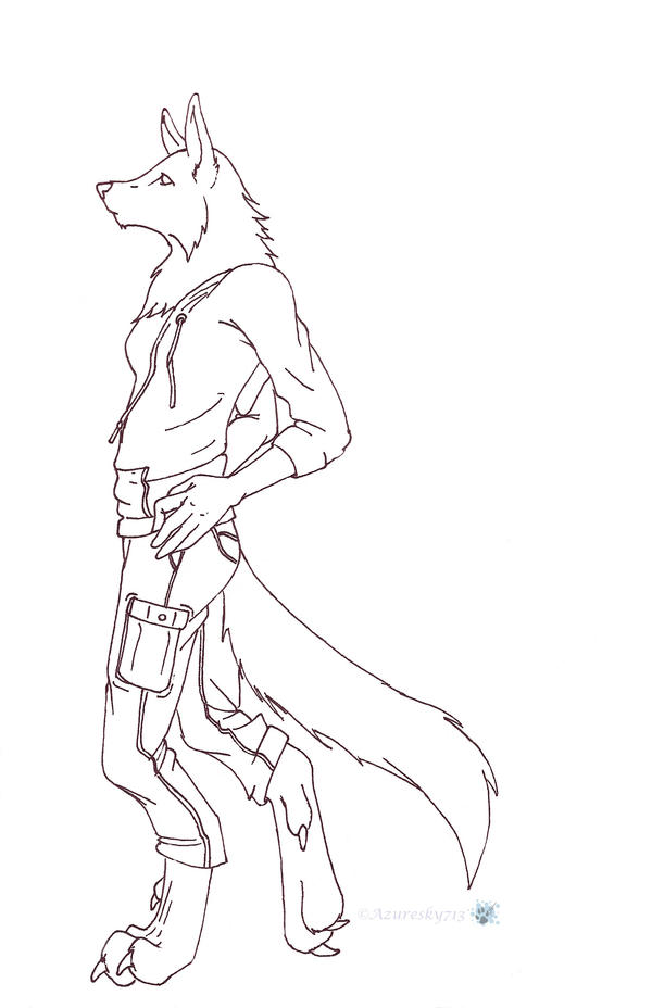 Wolf Anthro Lineart by Azuresky713 on DeviantArt
