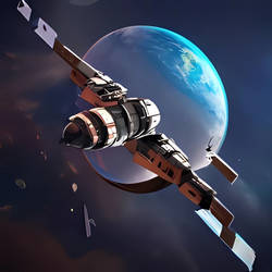 Galactic Space-ship Flying In Outer-space