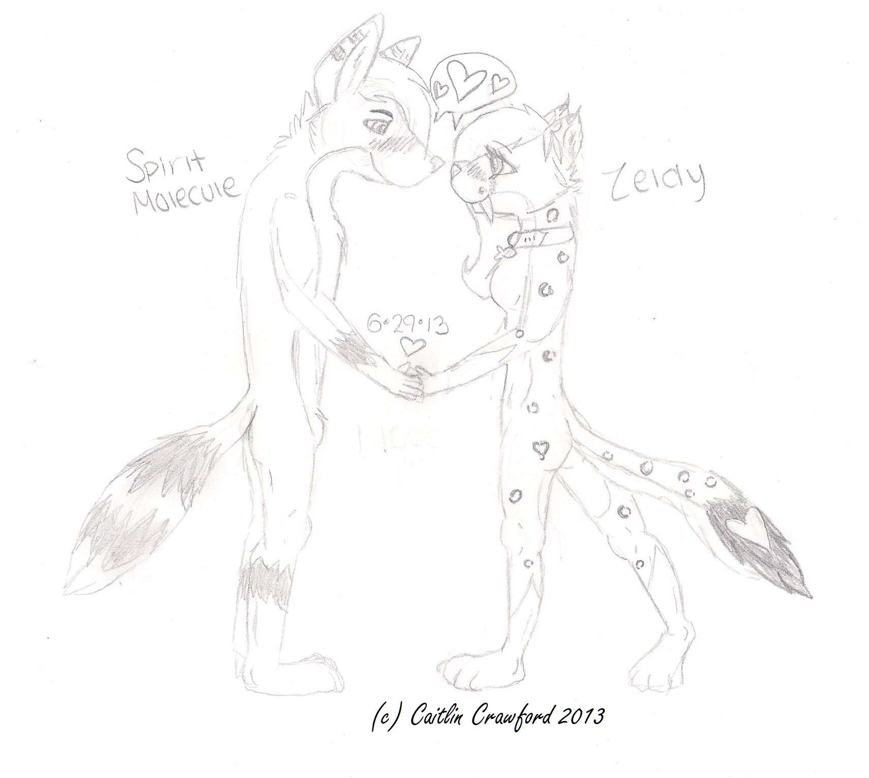 Spirit Molecule and Zeldy Cat sketch Full body