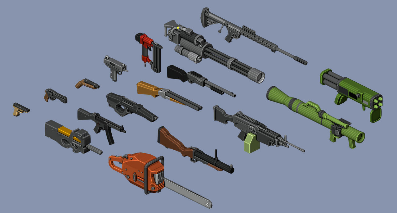 How Poly Weapons Low Poly Weapons - Orthographic by ThinkiTank on DeviantArt