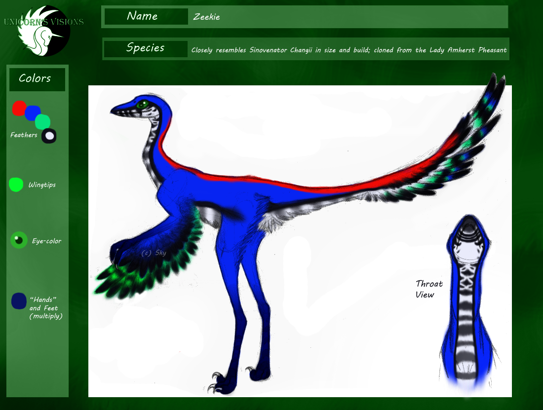 Zeekie The Feathersaur- New Ref Sheet