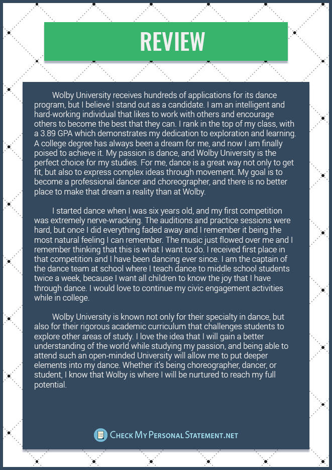 Personal Statement Review Example by examplesforps on DeviantArt