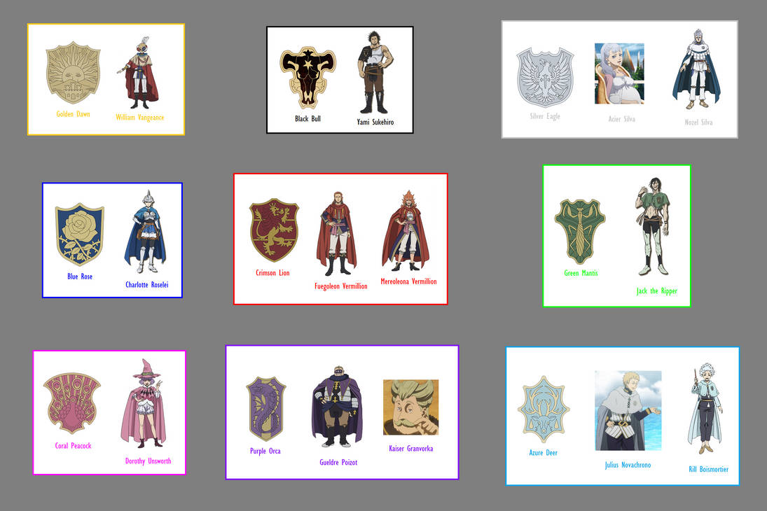 Black Clover Magic Knight Squads and Captains by Mdwyer5 on DeviantArt
