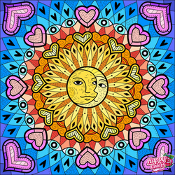 Happy Colour Sun-Moon Love Mandala
