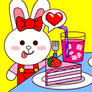 Cony Bunny Have Eating Cake Time
