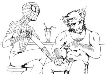 Spider-man and Wolverine - ink