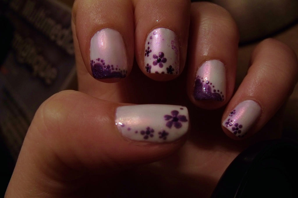 purple and white nail art by Pttcrab on DeviantArt