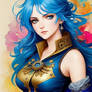 Beautiful Young Blue Hair Musketeer Woman Steam 0