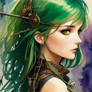 Beautiful Young Hunter Green Hair Pirate Woman 3