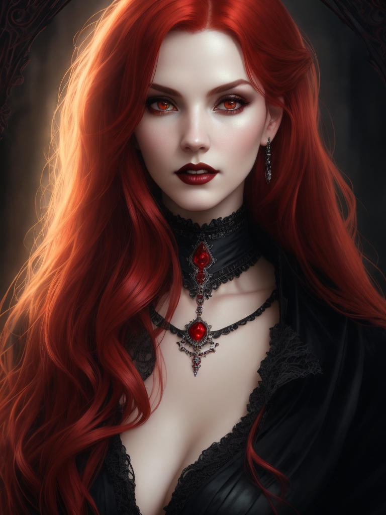 Beautiful Gorgeous Vampire Woman Red Hair Victo 0 by arrojado on DeviantArt