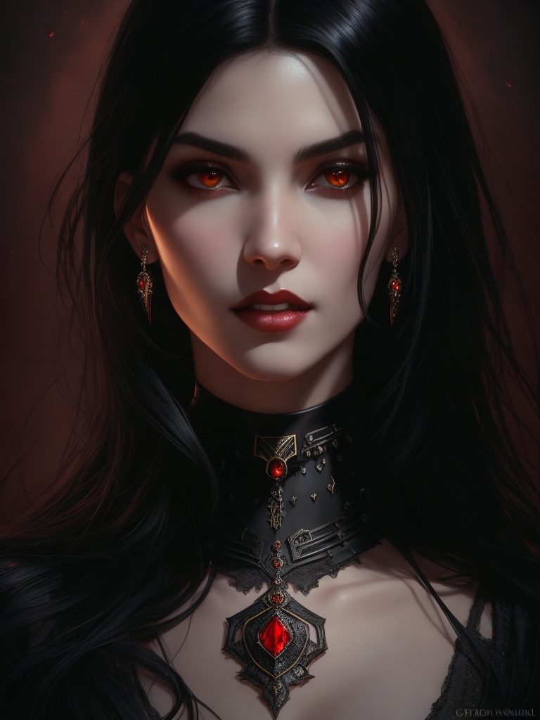 Beautiful Gorgeous Vampire Woman Black Hair Mid 2 by arrojado on DeviantArt