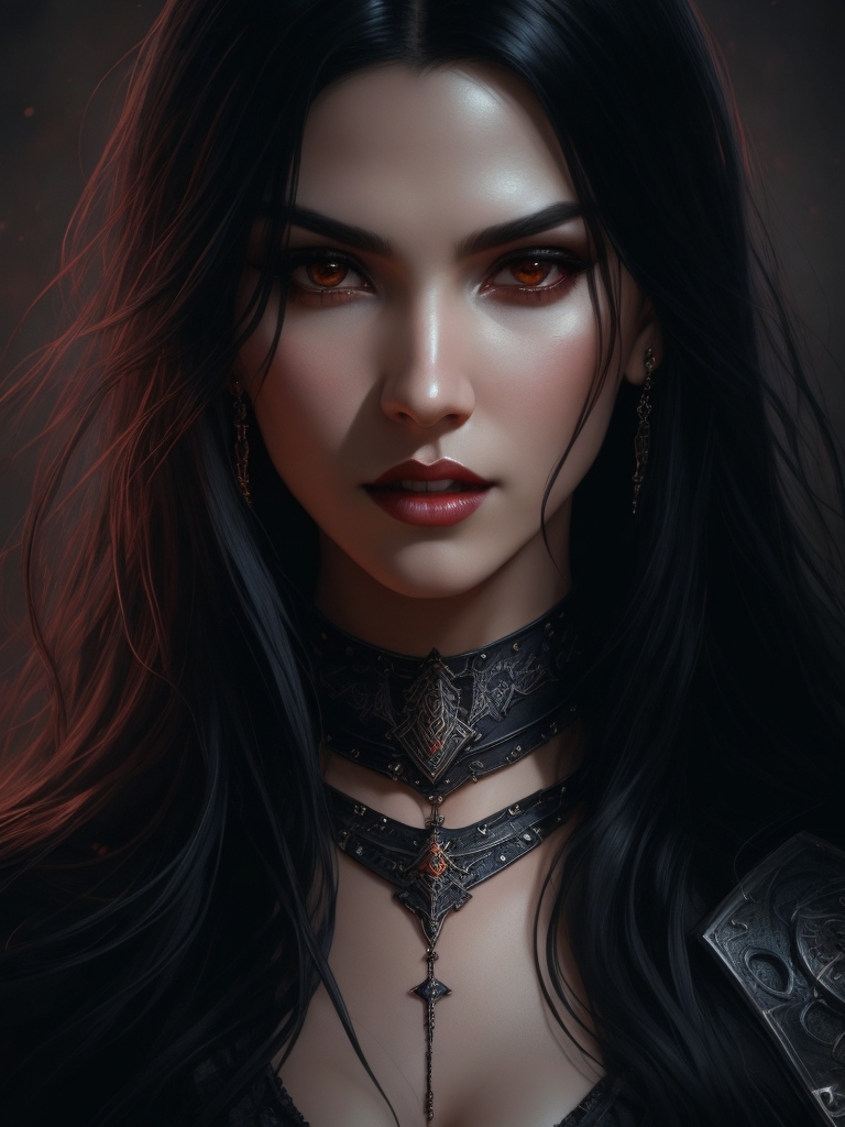 Beautiful Gorgeous Vampire Woman Black Hair Vik 2 by arrojado on DeviantArt